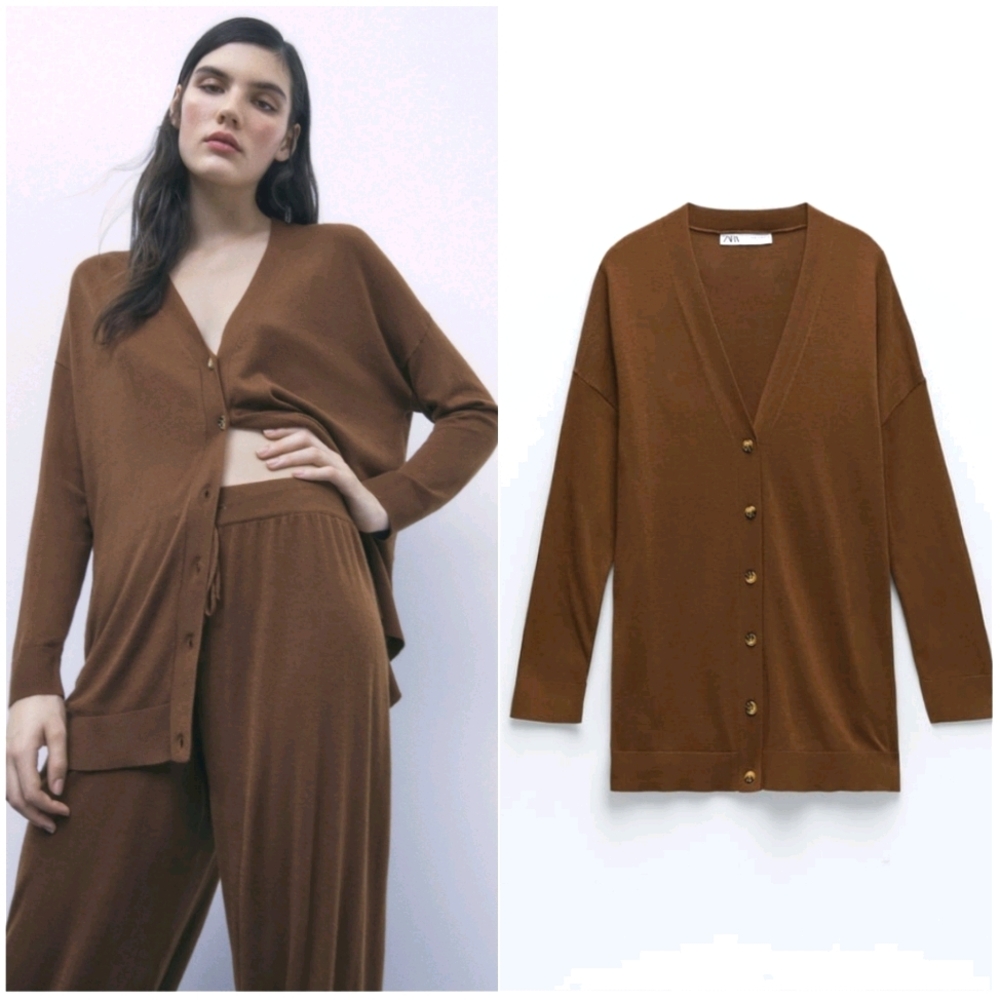 NWT ZARA | Flowy Knit Cardigan Brown